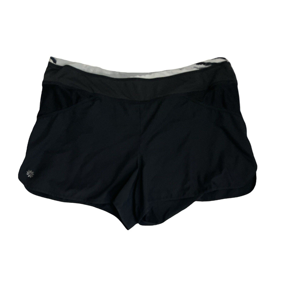 ATHLETA Black Lime Green Lined Running Shorts Size Large